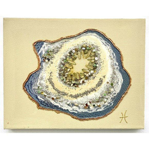Geode Love - Original Wall Art Mixed Media Faux Geode Signed Painting 11”x14” - Picture 2 of 8